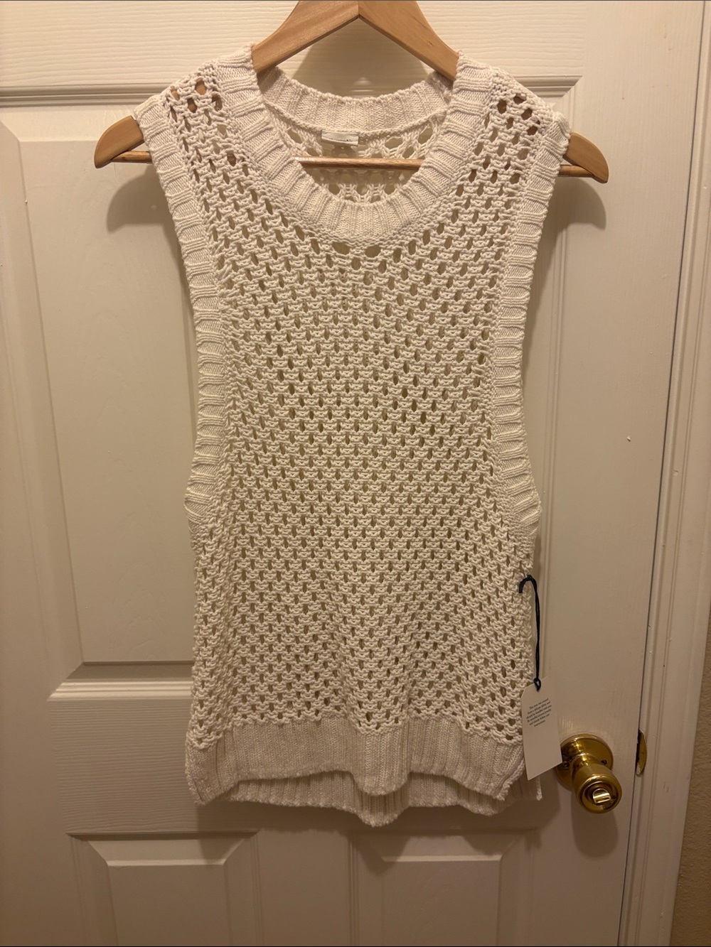 Abercrombie & Fitch Cream Open-Knit Sleeveless Tank A174